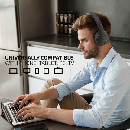 PowerLocus P6 Bluetooth kõrvaklapid, juhtmevabad kõrvaklapid superbassiga, 40-tunnine mänguaeg, mikrofon, häälassistent, passiivne mürasummutus iPhone'ile, Samsungile, iPadile, arvutile, sülearvutile, telerile