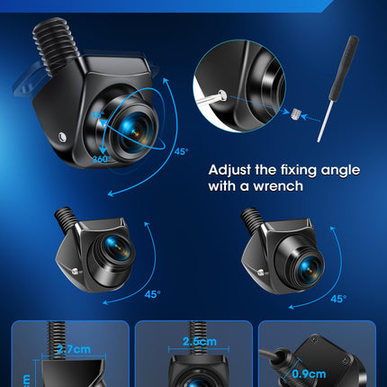Rear view camera【3 mounting methods】 360° rotatable rear view camera car supports AHD 1080P/720P/NTSC/PAL modes front camera/rear view cameras with night vision universal DC 12V-24V for caravan SUV motorhome