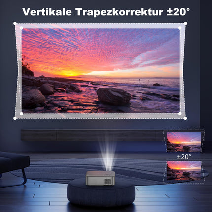 [Electric Focus] FRESHDEW projektor, 5G WiFi projektor Bluetooth Native 1080P projektoriga, 26000L LCD tehnoloogiaga kodukino välistingimustes kasutamiseks/kodukino videoprojektor statiiviga iOS/Android/TV Stick jaoks
