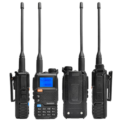 QUANSHENG UV-5RPLUS 5W raadiosaatja, pika levialaga laetav pihuraadio täiskasvanutele, politseiraadio FM, NOAA, C-tüüpi laadimisega, 200 kanaliga (UV-5RPLUS D-kujulise kõrvaklapiga)