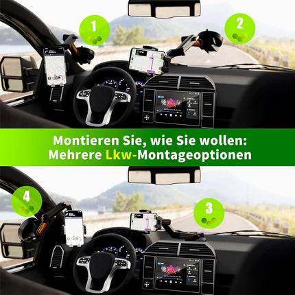 Veoauto mobiiltelefonihoidik, auto mobiiltelefonihoidik veoautodele, armatuurlauale esiklaasile, 16,9-tolline pikk vars, superiminapp ja stabiilne, ühildub iPhone'i ja Samsungiga (roheline, mobiiltelefonihoidik)