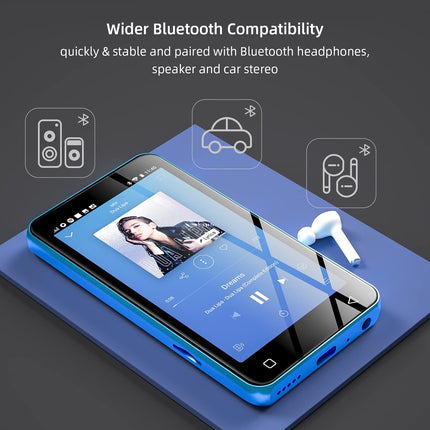 MP3-mängija Bluetoothi ​​ja WiFi-ga, 4-tolline puutetundliku ekraaniga MP4-mängija Spotifyga, Androidi voogedastusmuusikamängija Pandoraga, kaasaskantav HiFi-heli digitaalne audiopleier kõlariga, sinine