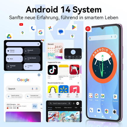 CUBOT A10 mobiiltelefon ilma lepinguta, 12 GB + 128 GB / 1 TB laiendatav, Android 14 nutitelefon, 6,56-tolline ekraan, 5100 mAh aku, 48 MP põhikaamera, kaheksatuumaline protsessor, kahekordne 4G SIM-kaart, OTG, Face ID, GPS, sinine