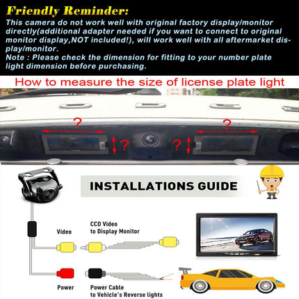 Rear view camera waterproof night vision car rear view camera parking aid reversing system, license plate light (black) for Nissan Qashqai J10 J13 X-Trail Geniss Pathfinder Dualis Sunny Juke