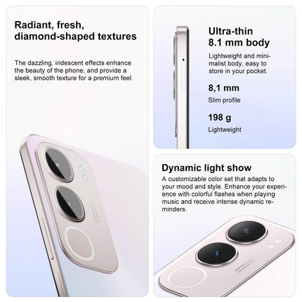 VIVO Y19s Smartphone, 8GB RAM + 256GB ROM, 50MP Rear Camera, 5150mAh Battery, Dynamic Light, 16.9cm (6.68-inch) Super Bright Display, IP64, 4G Mobile Phone, Dual SIM, Android 14, Black