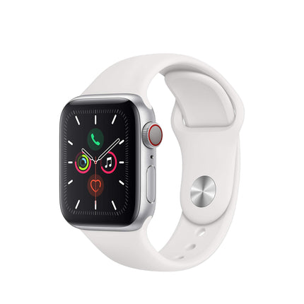 Apple Watch Series 5 40mm (GPS + Cellular) - Silver Aluminum Case with White Sport Band (Refurbished)