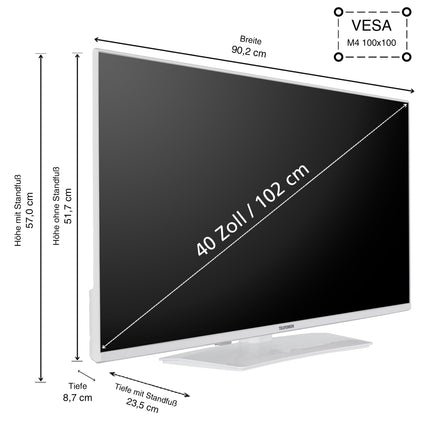 Telefunken TV 40-tolline nutiteler VIDAA XF40VP750M-W Full HD teler, HDR-teler integreeritud kolmekordse tuuneriga, LED-teler valge