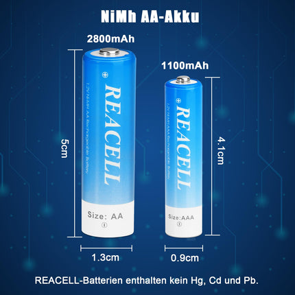 REACELL AA rechargeable batteries 2800mAh rechargeable 16 pieces Mignon AA NI-MH 1.2V rechargeable batteries low self-discharge with storage box