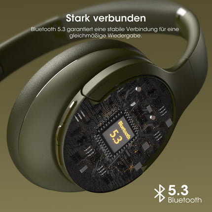 DOQAUS juhtmevabad Bluetooth-kõrvaklapid, kuni 90 tundi kestvad Bluetooth-kõrvaklapid 3 ekvalaiseri režiimiga, HiFi stereo, sisseehitatud mikrofon, kokkupandavad juhtmevabad kõrvaklapid mobiiltelefonidele/iPadile/sülearvutitele/arvutile (rohelised)