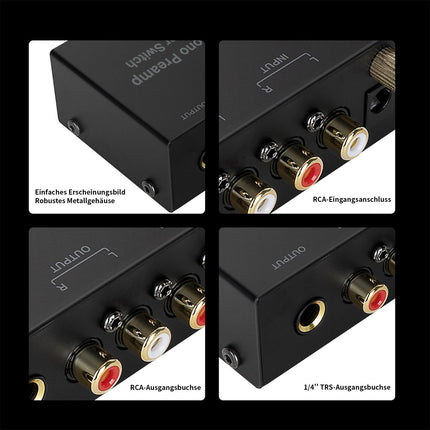 Magicbox Phono eelvõimendi Pro | RIAA-MM eelvõimendi 92dB signaali-müra suhtega, RCA/TRS/pesa ja plug-and-play ühendusega – Audio-Technica/Sony/Vintage seadmetele