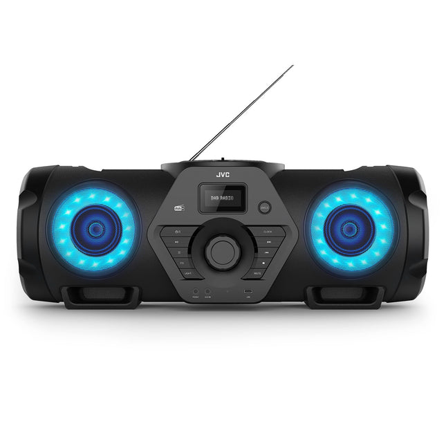 JVC Boomblaster RV-NB300DAB, 2 x 30 vatti, DAB+, FM, Bluetooth, CD, USB, liinisisend, kitarri ja mikrofoni sisend, kaugjuhtimispult