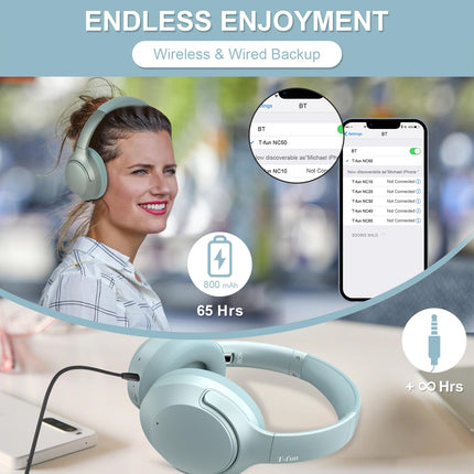 T-fun NC50 juhtmevabad kõrvaklapid hübriidse mürasummutusega, Bluetooth 5.3, mängu-/läbipaistvusrežiim, rakenduse kaudu kohandatav ekvalaiser, 65 tundi aku tööiga, kahe seadme ühendus