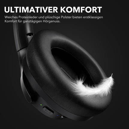 1Mii Y8 juhtmevabad Bluetooth-kõrvaklapid, hübriidne aktiivne mürasummutus, LDAC kõrglahutusega heli, 75 tundi mänguaega, mugav istuvus ja kokkupandavad kõrvaklapid - süsimustad