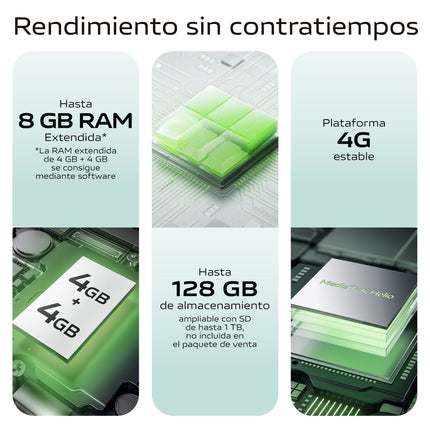 VIVO Y03 Smartphone, 4GB RAM + 128GB ROM, Super Bright Display, 16.56 cm (6.56 inches), 90 Hz, 5000mAh Battery, IP54, Slim Body and 2.5D Curvature, Android 14, Green