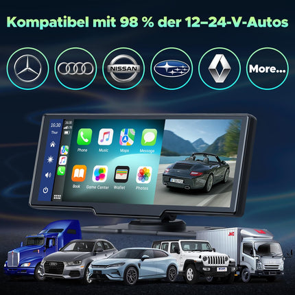 LAMTTO juhtmevaba CarPlay Android Auto, 9,26-tolline kaasaskantav autostereo 2.5K+1080P armatuurlauaga ees ja taga, CarPlay ekraan autole 64G TF, Bluetooth, navigatsioon, Mirror Link, Siri/G00gle, AUX/FM