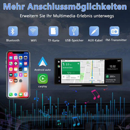 WODHMIEY 10.26 inch IPS Touchscreen Wireless CarPlay &amp; Android Auto, 1080P HD Portable Car Radio with Wi-Fi, Bluetooth, Voice Control, AUX/FM Transmission, Navigation System for Car, Truck, RV