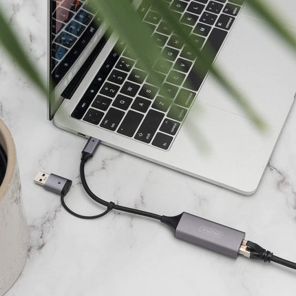 DIGITUS USB Network Adapter - 2.5 Gbit/s - RJ45 to USB 3.1 - incl. Type-A Adapter - Full-Duplex - Auto MDI-X - Gray