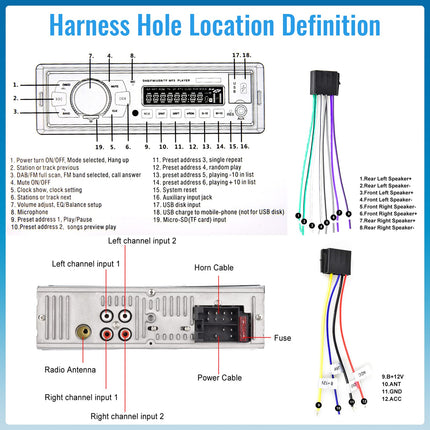 Hodozzy DAB+/DAB autoraadio 1 DIN Bluetooth 5.0, 2xUSB/SD/EQ/Aux-sisend, roolil juhtimine, käed-vabad süsteem, MP3-mängija, 25W*4