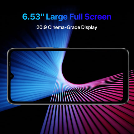 UMIDIGI nutitelefon ilma lepinguta, 4GB+32GB kaheksatuumaline mobiiltelefon soodsalt, 6150mAh aku, mobiiltelefon ilma lepinguta, 6,53" HD+ ekraan, 16MP+8MP, 3 kaardipesa, kahe SIM-kaardiga 4G mobiiltelefonid/OTG (must)