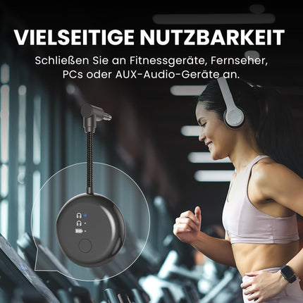 Avantree SoundJet R1 - lennuki Bluetooth-adapter AirPodide ja kõrvaklappide jaoks madala latentsusega ja 20-tunnise mänguajaga, traadita helisaatja lendudele, reisimisele, jõusaali, teleri ja tahvelarvutite jaoks