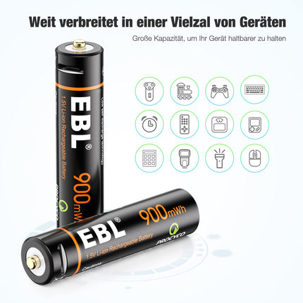 EBL Lithium Battery AAA - rechargeable AAA lithium batteries 1.5v with micro charging cable quick charge 4 pieces