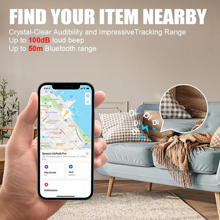 Ainiv Smart Tag Pro, 4-osaline võtmeleidja, kohvri jälgija, mis ühildub Apple Find My? rakendusega (ainult iOS), kadumisvastane Bluetooth-võtmeleidja pagasi/kottide jaoks, vahetatav aku, IP67 veekindel