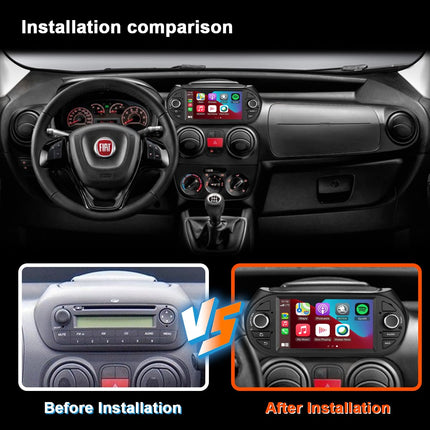 Android 12 autoraadio FIAT Fiorino/Qubo/Peugeot Bipper/Citroen Nemo jaoks, 7-tollise puutetundliku ekraaniga autoraadio toetab CarPlayd, Android Autot, MirrorLinki, Bluetoothi, roolijuhtimist (4-tuumaline 2GB+32GB)