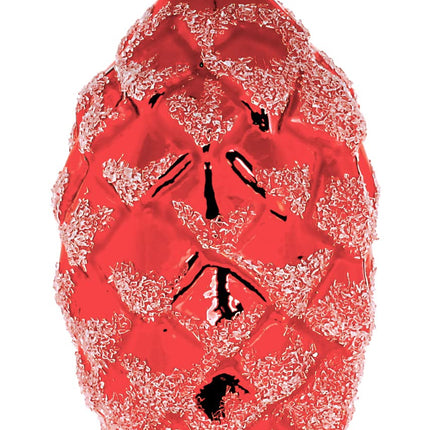 Ornex Red Ccone komplekt 6 dekoratiivset männikäbi (7 cm) jõulupuu jaoks, valmistatud suupuhutud ja käsitsi kaunistatud klaasist