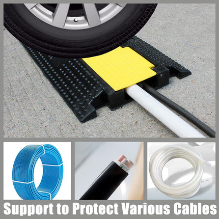 BWKJMY 2-Channel Floor Cable Cover - 1 Pack Cable Protector Ramp for Cables, Heavy Duty Driveway Tank Ramps, Non-Slip Rubber Cable Ramp, Outdoor Cable Cover (1 Pack, 100x22x5 cm)