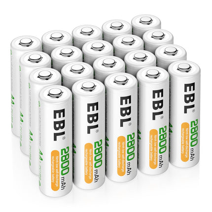 EBL AA patarei 2800 mAh 20 tk - suure mahutavusega Mignon NI-MH laetavad akud