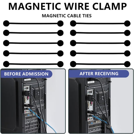 gotyou 20 pakki korduvkasutatavaid magnetilisi silikoonist kaablisidemeid, multifunktsionaalsed magnetilised kaablisidemed, magnetilised kaablisidemed, kaablite haldamiseks ja korraldamiseks (mustad)
