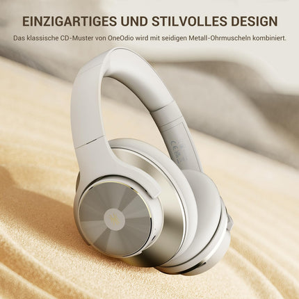 OneOdio A10 Bluetooth kõrvaklapid hübriidse aktiivse mürasummutusega, kuni 62 tundi, juhtmevabad kõrvaklapid kõrglahutusega heliga, sügav bass, mikrofon reisimiseks, koju, kontorisse (hallvalge)