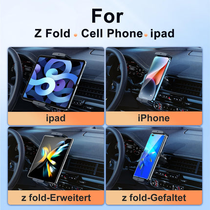 xuenair Z Fold 5 autohoidik, [360° pööratav ja kindlalt paigas ning ei kuku kunagi maha] ventilatsiooniavaga tahvelarvuti hoidik autosse, iPad Mini autohoidik Samsung Z Fold 6 5 4 3 iPhone Google Motorola LTC telefonidele