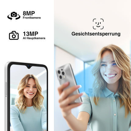 DOOGEE N55 Plus (20GB+128GB) Android 14 nutitelefon ilma lepinguta, 90Hz mobiiltelefon ilma lepinguta Octa Core 6.56" HD+, 5150mAh mobiiltelefon odav, 13MP+8MP SIM-kaardita mobiiltelefonid 4G kahe SIM-kaardiga/Face ID/Widevine L1/GPS/OTG
