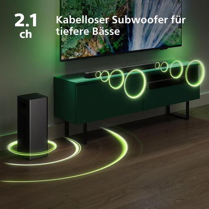 Philips TAB6309 Soundbar 2.1 juhtmevaba subwooferiga - 2.1 kanal 320W, DTS Virtual X, Bluetooth 5.4, HDMI ARC, optiline ja USB-ühendus - tumehall