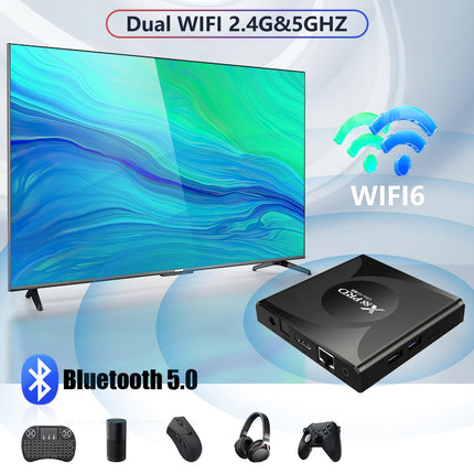 Android 13.0 telekast, Android TV Box RK3528 neljatuumaline Cortex-A53 GPU Mali-450 2GB RAM 16GB ROM, tugi 8K UHD kahesageduslik 2.4G/5G WiFi 6 Bluetooth 5.0 USB 2.0/3.0, Android TV Box koos
