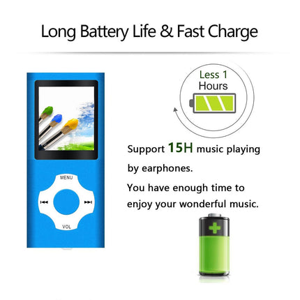 32 GB Bluetooth MP3-mängija, Tabmart MP4 muusikapleier, tugi audiopleierile, meediapleierile, FM-raadiole, e-raamatutele, pika akueaga, 1,81-tollise värvilise ekraaniga muusikapleier, sinine