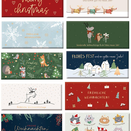 Mini Christmas chocolate, 10 x 30 g bars, assortment of different designs