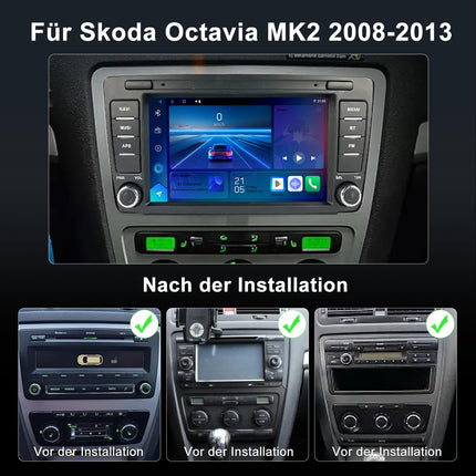 Dvrmedia autoraadio 4GB+64GB Android 13 Skoda Octavia Mk2 A5 2004-2014 Rapid Yeti 8" puutetundliku ekraaniga Bluetooth-raadio, juhtmevaba CarPlay, Android Auto autoraadio 2din GPS, FM WiFi, DSP
