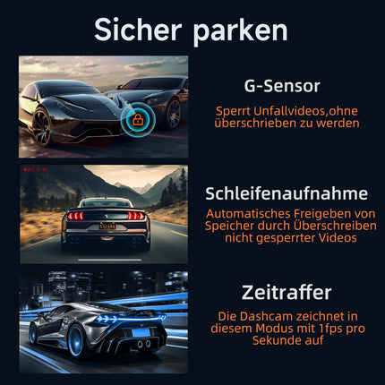 Auto armatuurlaud ees ja taga 4K+1080P, Auto armatuurlaud GPS WiFi-ga, Topelt autokaamera 32GB kaardiga, 170° lainurk, Super öine nägemine WDR, 24H parkimise jälgimine, G-andur, tsükkelsalvestus, rakenduse juhtimine, max 256GB