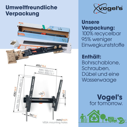 Vogel's Comfort TVM 3415 kallutatav teleri seinakinnitus 32–65-tollistele teleritele, max 25 kg, telerikinnitus max. VESA 400x400, universaalne ühilduvus