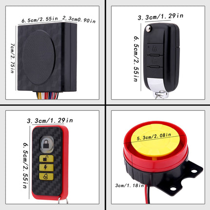 Qiilu remote start motorcycle, 12V motorcycle alarm system with 2 radio remote controls for scooter moped quad