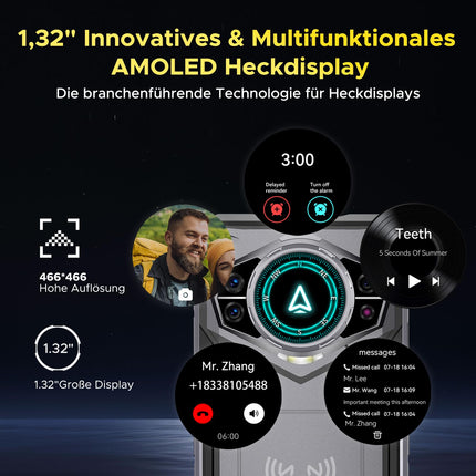 DOOGEE S200 Outdoor Handy Ohne Vertrag 5G, 10100mAh Outdoor Smartphone Android 14, 32GB+256GB Baustellenhandy, 1.32" AMOLED Heckdisplay 6.72” FHD+ 120Hz, 100MP+20MP, IP68/ Fingerabdruck/Dual SIM/NFC