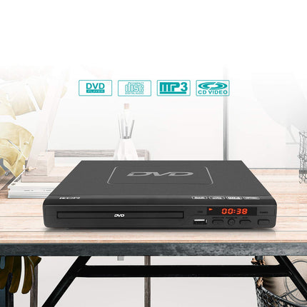 KCR DVD-mängija telerile, DVD/CD/MP3 USB-pordi, HDMI- ja AV-väljundiga (HDMI- ja AV-kaablid kaasas), kaugjuhtimispult