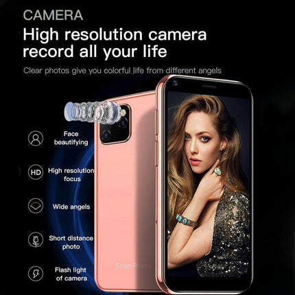Hipipooo väike minitelefon, lukustamata 3G kahe SIM-kaardiga nutitelefon, 2,5-tolline 1000mAh Android 8.1 lastetelefon, 2 GB + 16 GB (XS11-roosa)