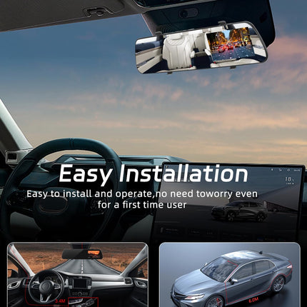 NHOPEEW Mirror Dash Cam with Rear View Camera - 4 Inch 1080P Front and Rear View Dual Cameras - Super Night Vision/Parking Assistance/Loop Recording/Parking Monitoring - Rear View Camera for Cars