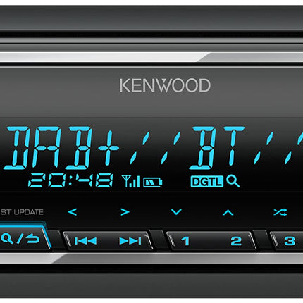 Kenwood KMM-BT508DAB - USB-autoraadio DAB+ ja Bluetooth-vabakäesüsteemiga (Amazon Alexa, heliprotsessor, USB, AUX, 2 x eelväljundit 2,5 V, 4 x 50 vatti, muudetava võimsusega valgustus, sh DAB+ antenn)