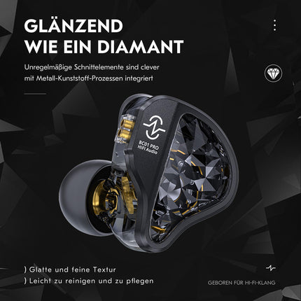 Yinyoo CCZ Harmony BC01 Pro kõrvasisesed kõrvaklapid, 1DD 1BA hübriiddraiverid HiFi kõrvaklapid kolme sagedusega tasakaalustatud juhtmega IEM stereoheli juhtmega kõrvasisesed kõrvaklapid 3,5 mm pistikuga