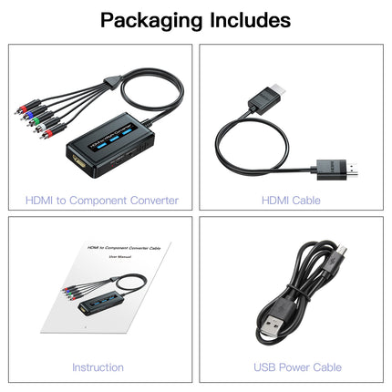 PARUIEN 1080P HDMI to Component Converter with Scaling Function, HDMI to RGB YPbPr Scaler Adapter, HDMI to Component YPbPr + R/L Audio Converter, HDMI to Component Adapter