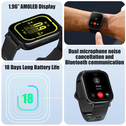 Xiaomi Redmi Watch 5 Lite - 1,96-tolline AMOLED-ekraan, üle 150 treeningrežiimi, pulsimõõtja, Bluetooth-kõned, mürasummutus, täiustatud tervisemonitooring, 18-päevane aku tööiga (must)